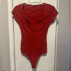 Free People Deep V bodysuit with princess seams